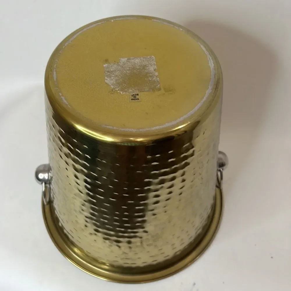 Wine Bucket Mixed Metal Silver Gold Outside 8 In Tall 8 1/2 In Round Bar Wine